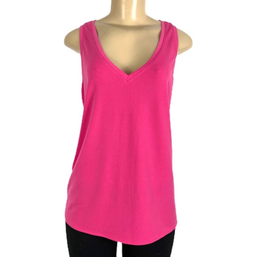 Express pink fuchsia v-neck tank top size M